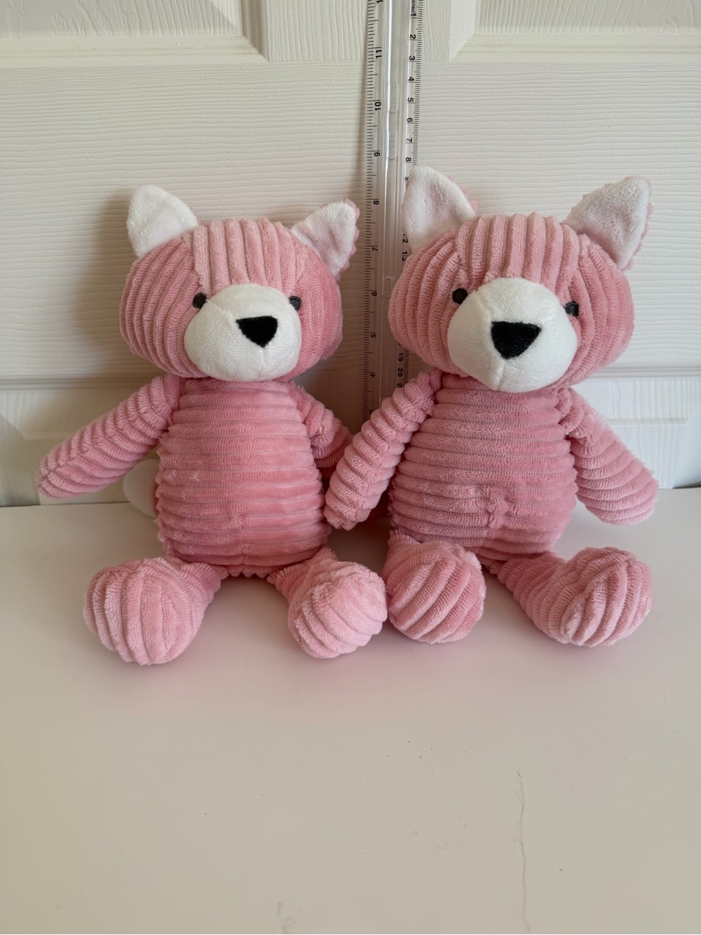 Carter's Just One You pink corduroy fox plush. Lot of two. Twins